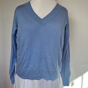 GAP Blue V Neck Long Sleeve Pullover Sweater‎ Women's Size L
